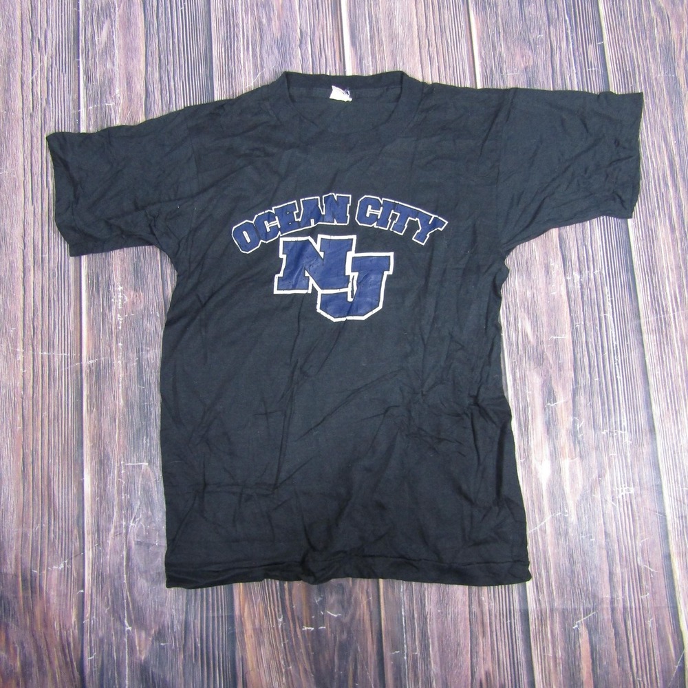 Vintage Ocean City NJ Shirt Mens Small‎ Black 50/50 Made USA Graphic 90s